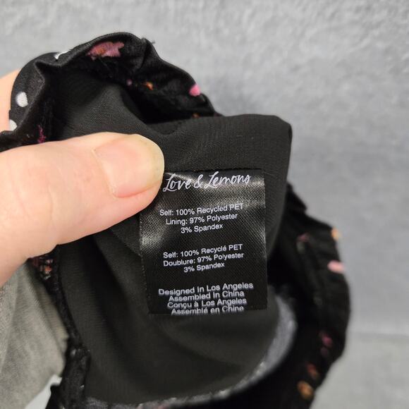 For Love And Lemons Camellia Black Floral Crop Top Size Small - Picture 6 of 7